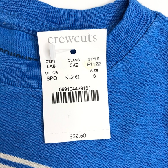 CREWCUTS | Kids' Striped Pocket T-shirt in Blue - Picture 6 of 6